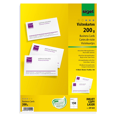 Visitenkarten Sigel DP839 hochweiß 200g