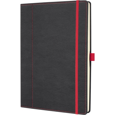 Notizbuch Sigel CO694 A4 Dot-LIN gr/rot Lederoptik, Hardcover, punktkariert