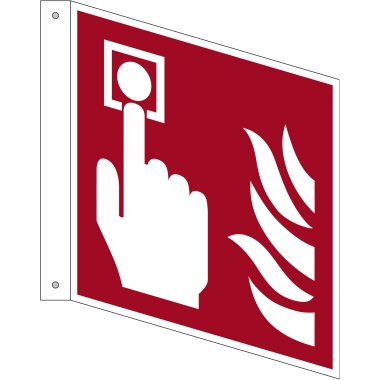 Hinweisschild Brandmelder Fahne ISO7010 200x200mm Pvc