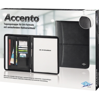 Tagungsmappe Wedo 5864301 A4 schwarz Accento, Aus Kunstleder, Inkl. -block, A