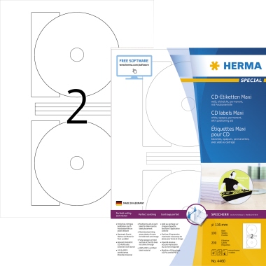 Etikett Herma 4460 Ø116mm weiß Cd-en Maxi, Blickdicht, Matt
