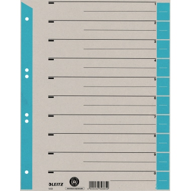 Trennblatt Leitz 1652 A4 hellblau Karton Tab