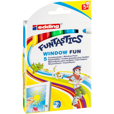 Window edding 16 Fun-Set 5er Etui Sortiert In 5 Farben, Rundspitze, Kinder