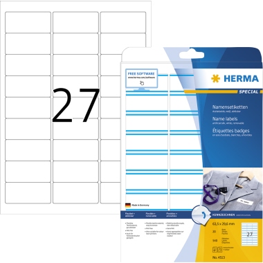Etikett Herma 4513 63,5x29,6 Textil blau 