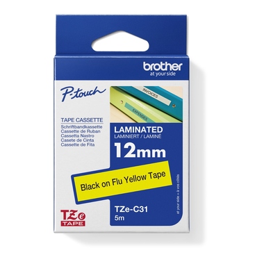 Schriftband Brother TZe-C31 signalgelb/schwarz 12mm x 5m