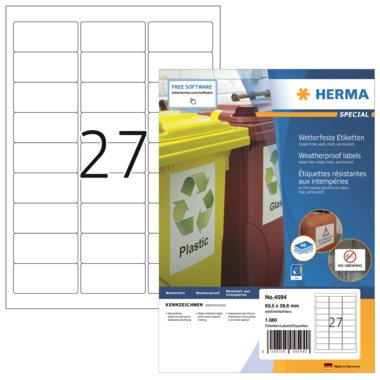 Etikett Herma 4594 63,5 x 29,6 mm Ink. wetterfest 1080 Etiketten