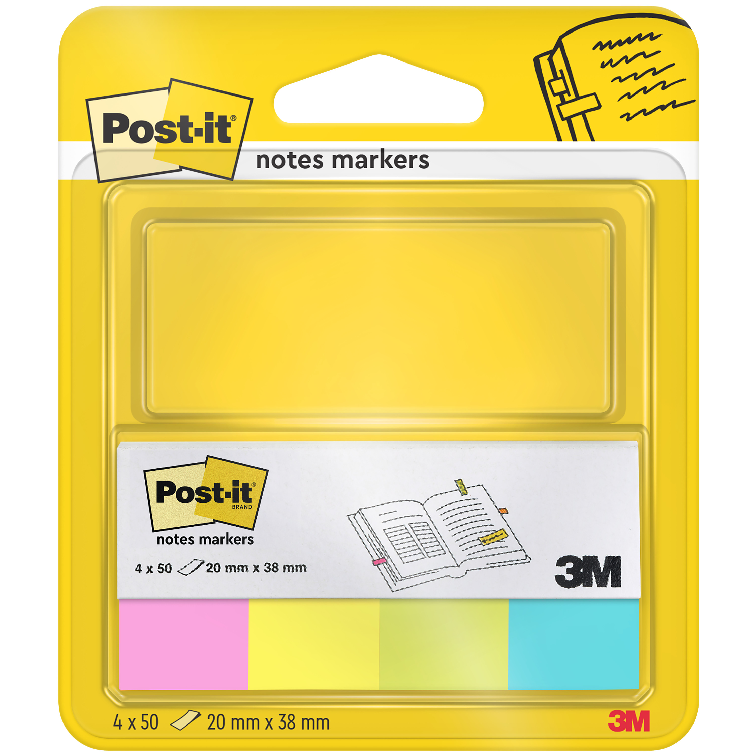 Haftmarker Post-It 670-4P 20x38mm neon 4x50 Blatt