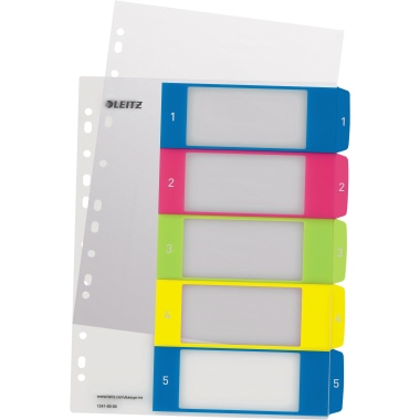 Register Leitz WOW 1241 1-5 farbig 1-5 beschriftbar, Pp, extra breit