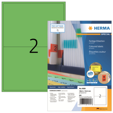 Etikett Herma 4569 199,6x143,5mm grün Inkjet-, Laser- U. Kopier