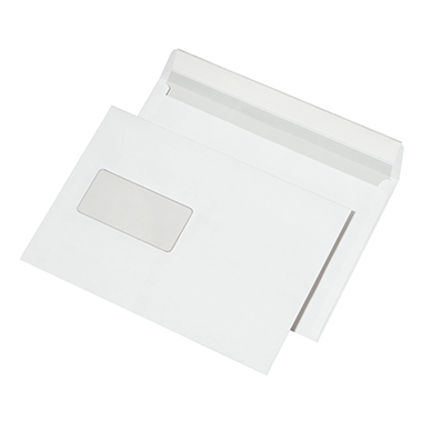 Briefumschlag C5 mF 100g HK weiß 162x229mm, Mit Fenster, Haftklebung An D