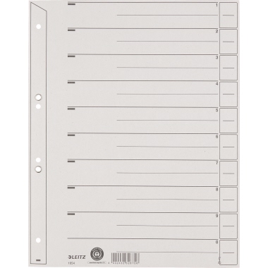 Trennblatt Leitz 1654 A4 grau Lochung Durch Ösen Verstärkt