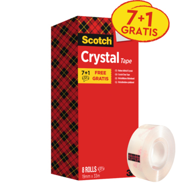 Klebefilm Scotch 600 33mx19mm kristallklar, 7+1 Rollen