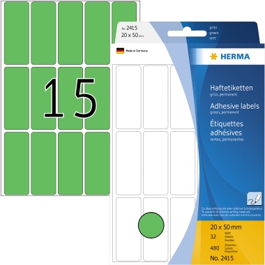Etikett Herma 2415 20x50mm grün Vielzweck