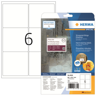 Etikett Herma 8332 99,1x93,1mm weiß Inkjet-, Laser- U. Kopier