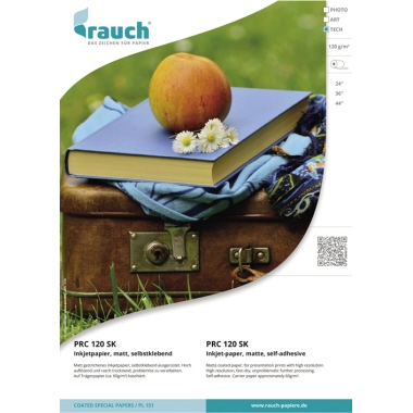 Inkjetpapier Rauch 120g 914x30m sk 0212026433, Prc 120hq Selbstklebend