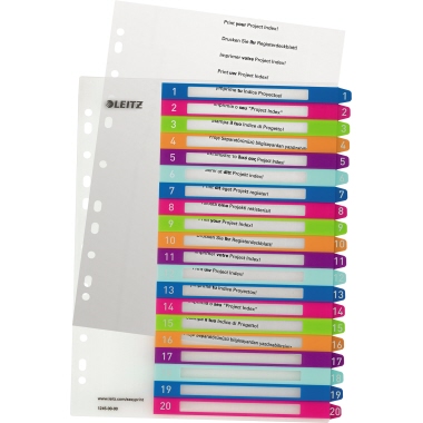 Register Leitz WOW A4+ 1-20 PP farbig PC-beschriftbar