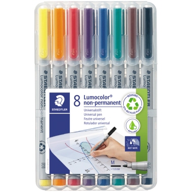 OHP-Marker Staedtler 315WP8 Lumocolor Wasserlöslich, 1,0mm, 8er Etui