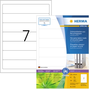 Etikett Herma 10739192x38mm rec. Recycling Weiss, Matt, Blauer Engel