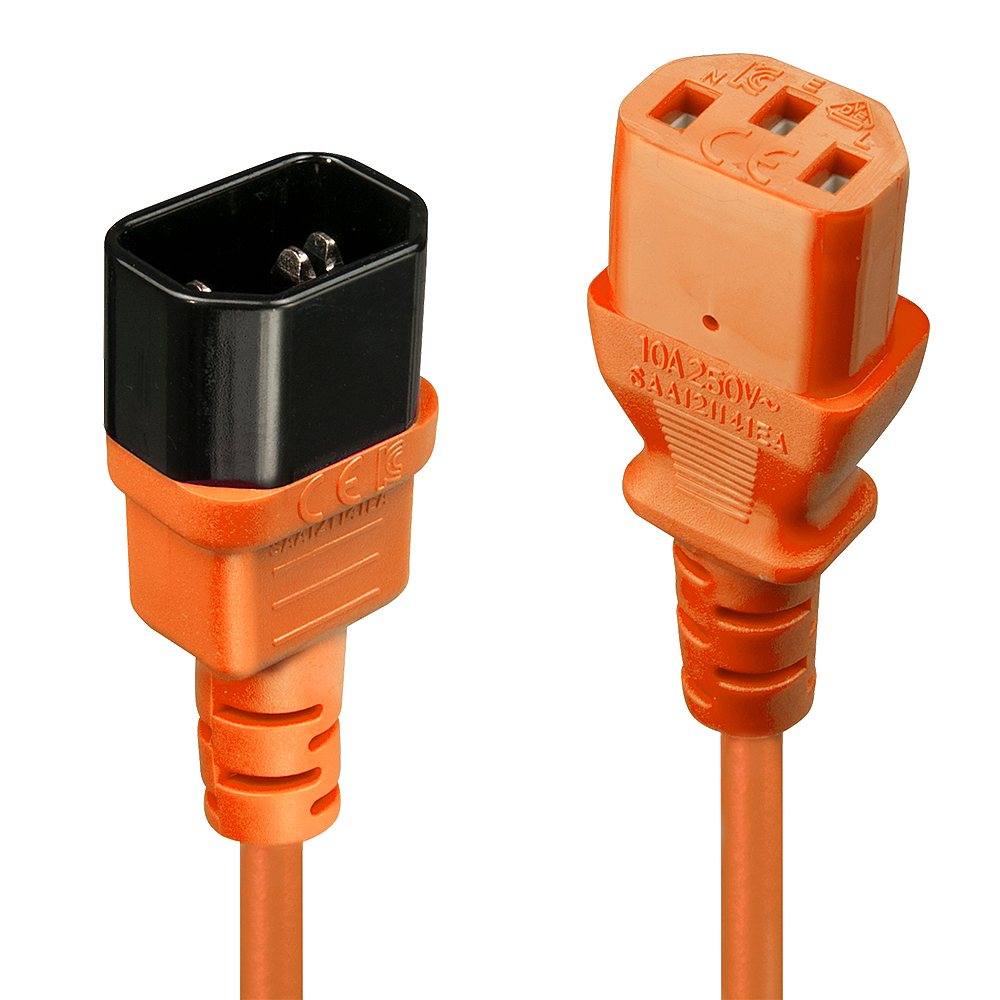 Netzkabel Lindy 30473 0.5m C14 an C13 Verlängerung orange