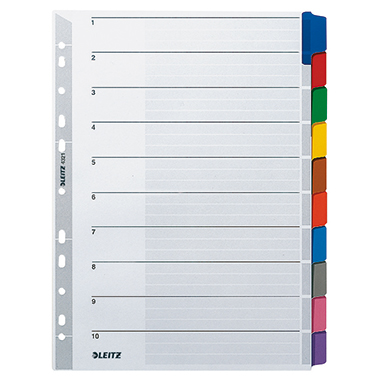 Register Leitz 4321 A4 blanko 10tlg. Karton, Volle Höhe