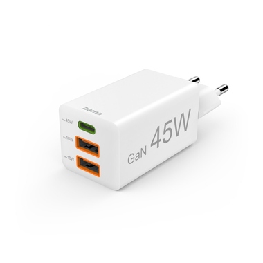Schnellladegerät Hama 201995 45 W Gan 1X USB-C Pd 2X USB-A Qc weiß
