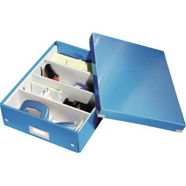Ablagebox Leitz 6058 WOW C&S blau metallic, Click & Store mit Druckknöpfen