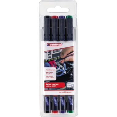 Kabelmarker Edding 8407 4er Etui 0,3mm, Permanent Und Lichtbeständig, Sch