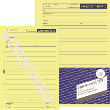 Gesprächsnotiz Zweckf. 1018 A5 gelb 