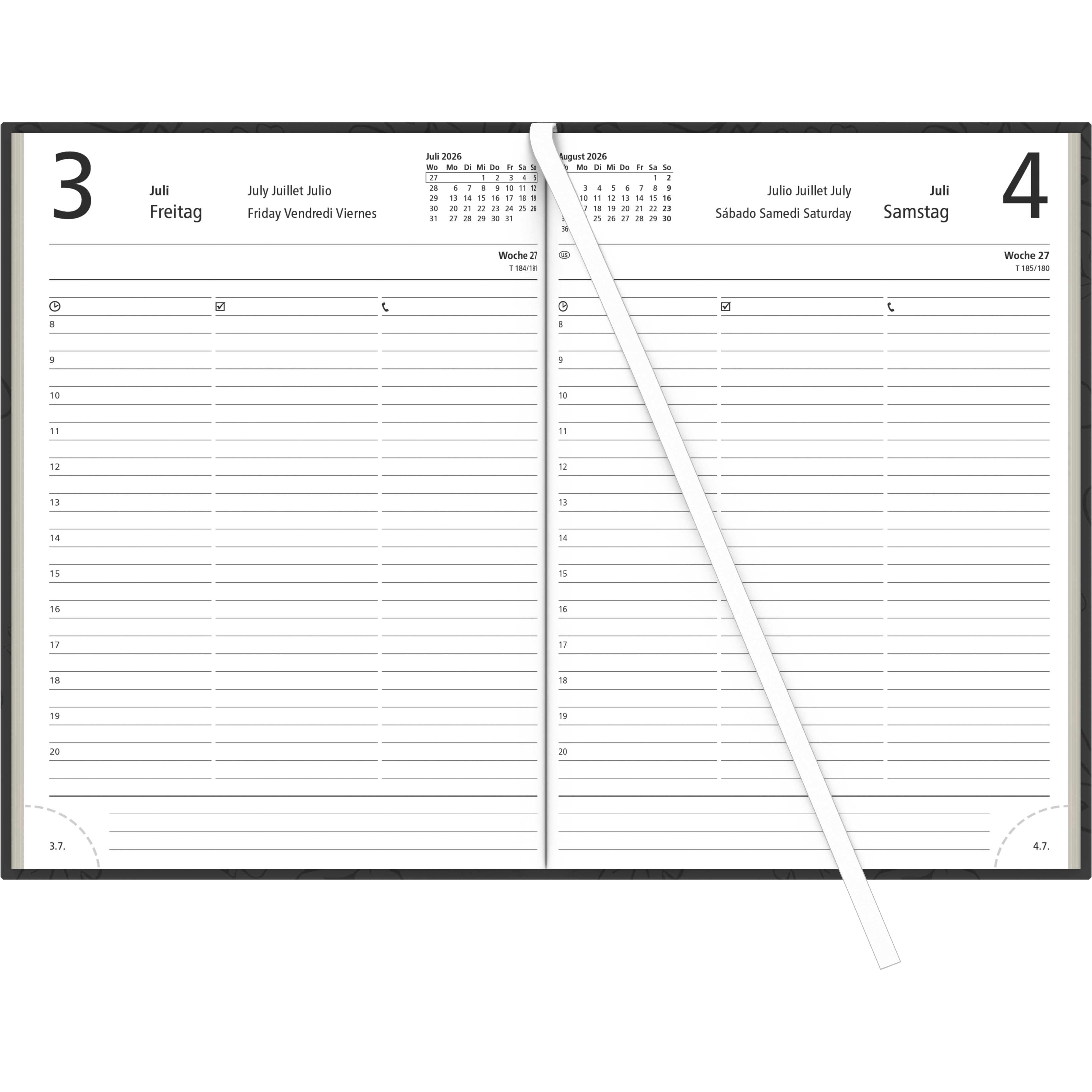 Buchkalender Zettler Natura 876-0721 15,2x21cm 1t/1s anth.,Recycl.,Blauer Eng