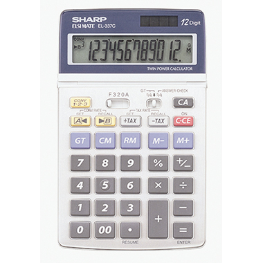 Tischrechner SHARP EL337C silber 12 stellig, Solar