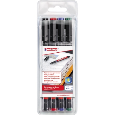 OHP-Marker Edding 141 F 4er Etui Permanent, 0,6mm