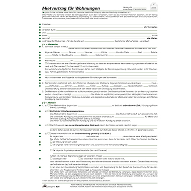 Mietvertrag RNK 525 A4 6Seiten für Wohnungen, ausführliche Fassung
