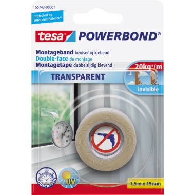 Montageband Tesa 55743 19mm x 1,5m transparent