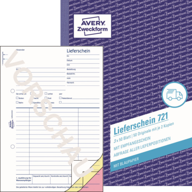 Lieferschein Zweckf. 721 A5 3x50bl.
