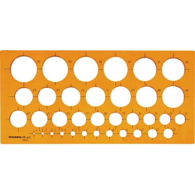 Kreisschablone Rumold 2810 DUO 270x130x2mm, Orange Transparent, Ø1-35mm