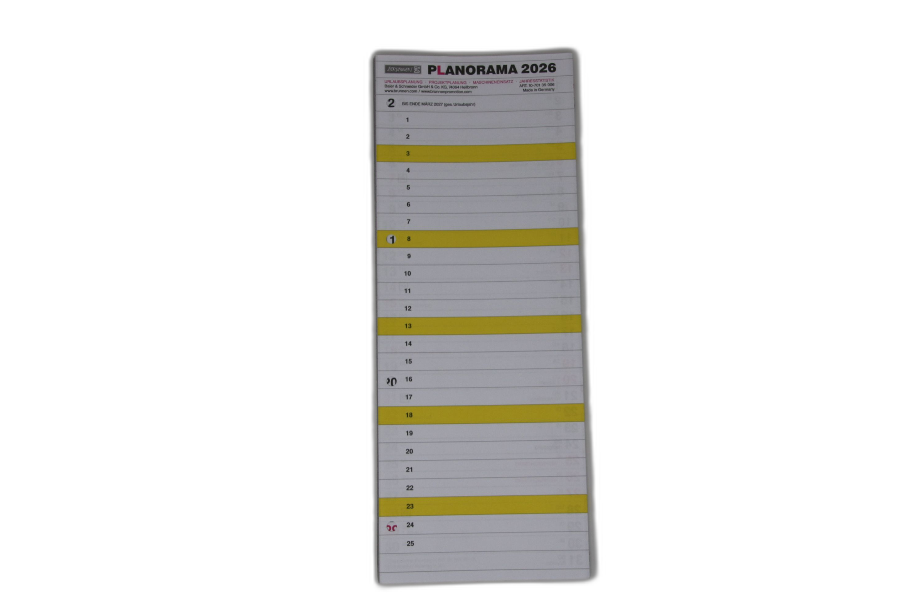 Urlaubsplaner 1070135 Planorama Mit Vierfachlochung, 1 Seite= 15 Monate