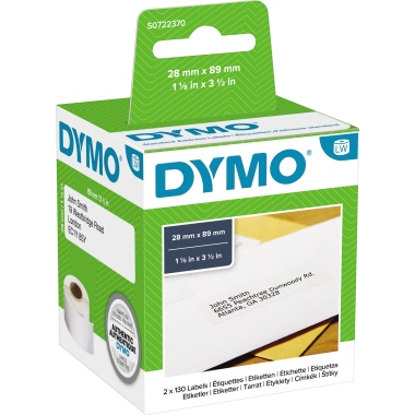 Etikett Dymo 99010 28x89mm weiß Labelwriter Adress, 2er Pack,130 E