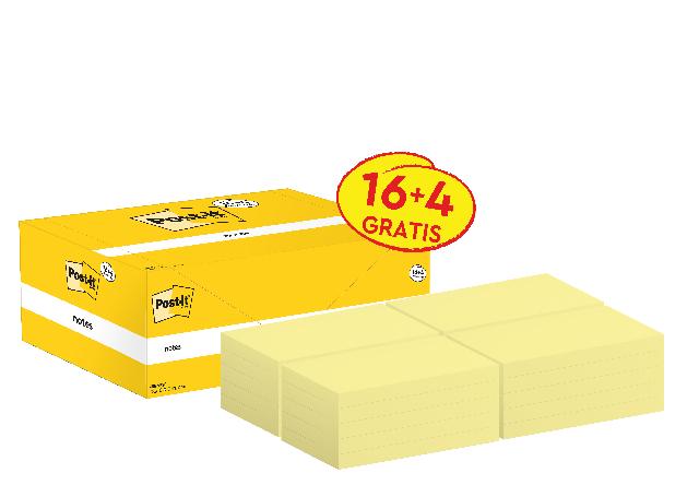 Haftnotizen Post-it 655-VP20 gelb 127x76mm 16+4 gratis