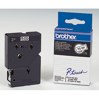 Schriftband Brother TC-101 farblos/schw 12mm x 7,7m