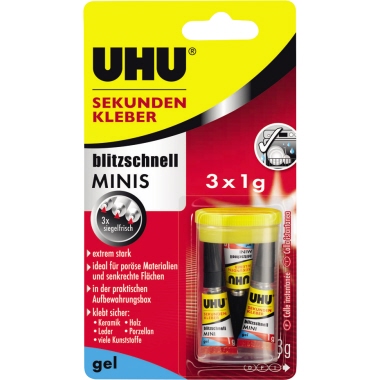Klebstoff Uhu Sekundenkleber 45370 3x1g Infokarte