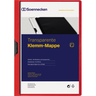 Klemmmappe Soe A4 1-30 Blatt rot 