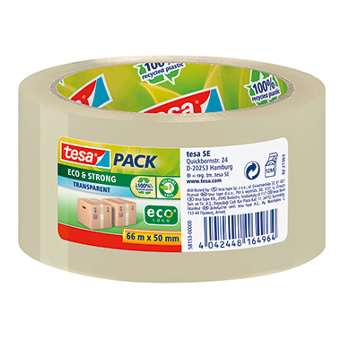 Packband Tesa 58153 66mx50mm transparent Aus 100 % Recyceltem Kunststoff (pp)