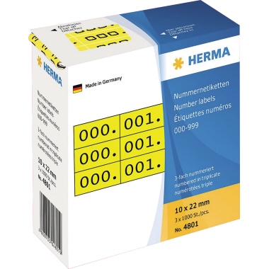 Dreifachnummern Herma 4801 gelb Zahlen Von 0-999