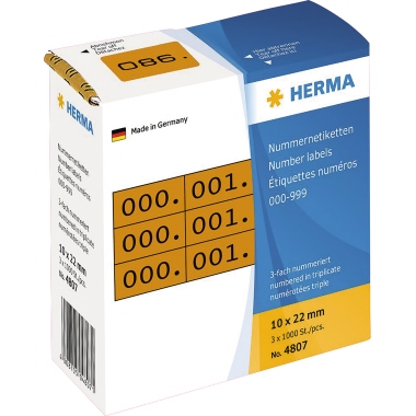 Dreifachnummern Herma 4807 braun Zahlen Von 0-999
