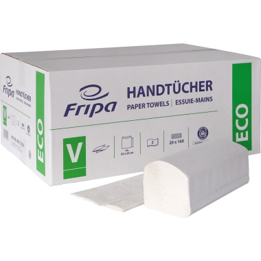 Papierhandt. 2lag 25x23cm weiß V-Falz, Eco, 4012104