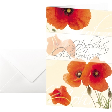Glückwunschkarte Sigel  DS003 220g Inkl. WEIßE Umschläge, Red Poppies