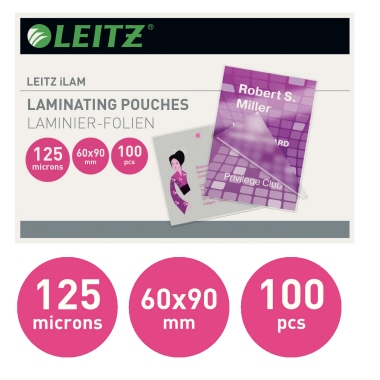 Folientasche Leitz 73690002 60x90mm 125 mic, glasklar