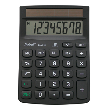 Taschenrechner REBELL ECO 310 schwarz 8 stellig, Solar