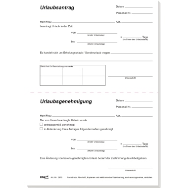 Urlaubsantragsblock RNK 2915 A5 50 Blatt 