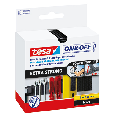 Klettband Tesa 55229 1mx50mm schwarz on & off